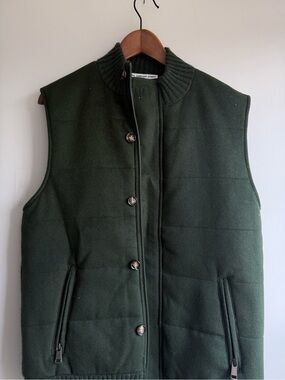Men's Quilted Stand Collar Vest in Forest Green